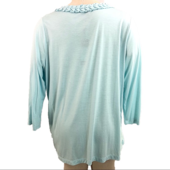 Talbots Top Rayon Blue Scoop neck 2X Petite 3/4 sleeves - Picture 8 of 10